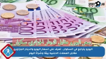اليورو يتراجع في السكوار.. تعرف على أسعار اليورو والدينار الجزائري مقابل العملات الأجنبية بيعًا وشراءً اليوم